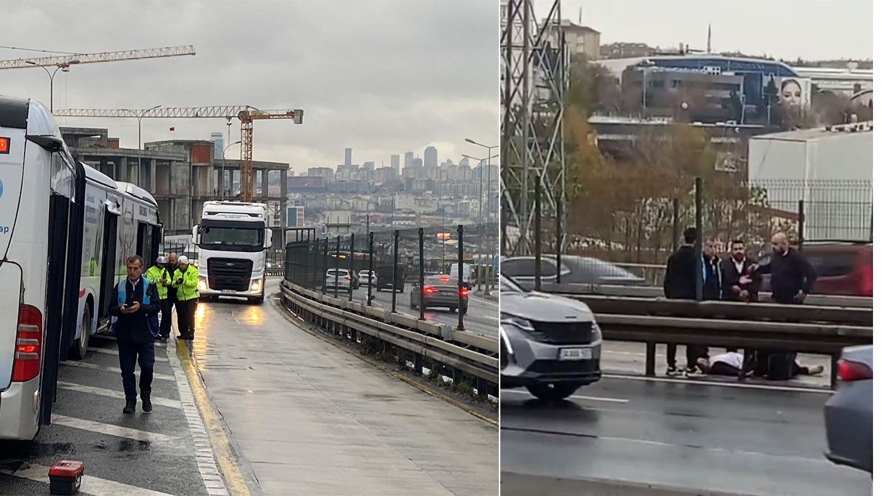 Rögar kapağı kapıyı kırdı, yolcu metrobüsten yola düştü