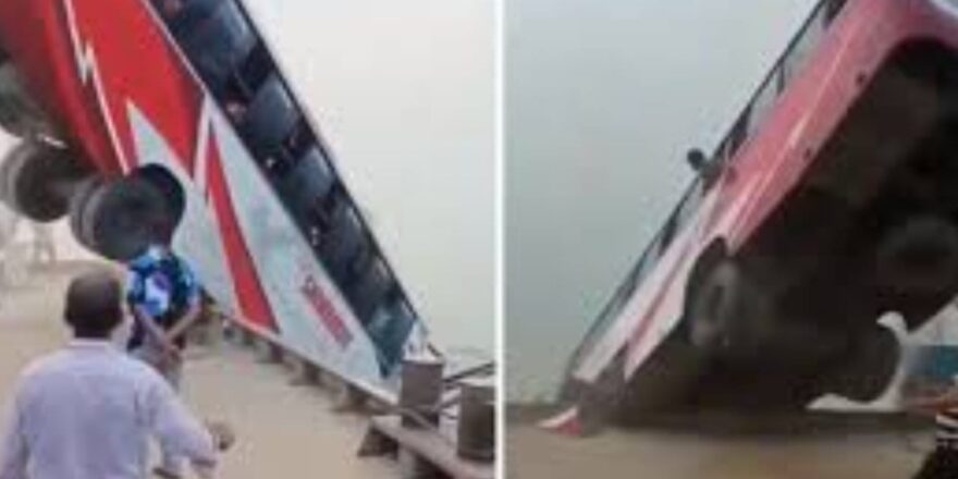 24 kişinin boğularak öldüğü anlar anbean kaydedildi! Otobüs feribota binerken nehre düştü