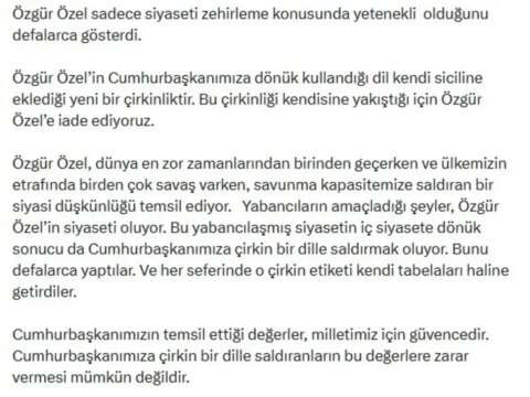 Ömer Çelik’ten Özgür Özel’e Sert Eleştiri