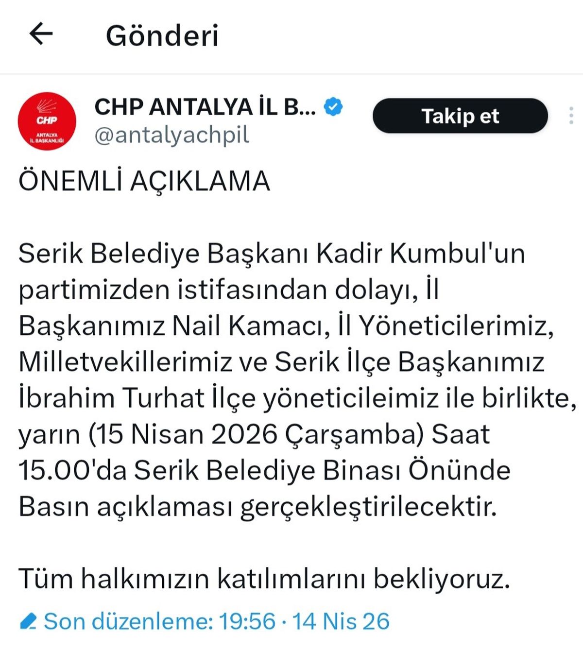 CHP’de İstifa Şoku