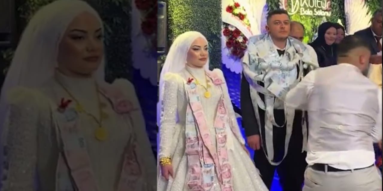 Düğünde şaşırtan takı: Paraları rulo yapıp doladılar