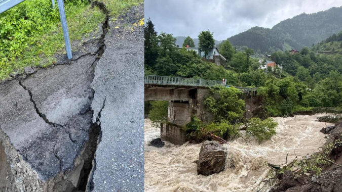 Artvin’de sağanak dereyi taşırdı, 5 köyün yolu zarar gördü