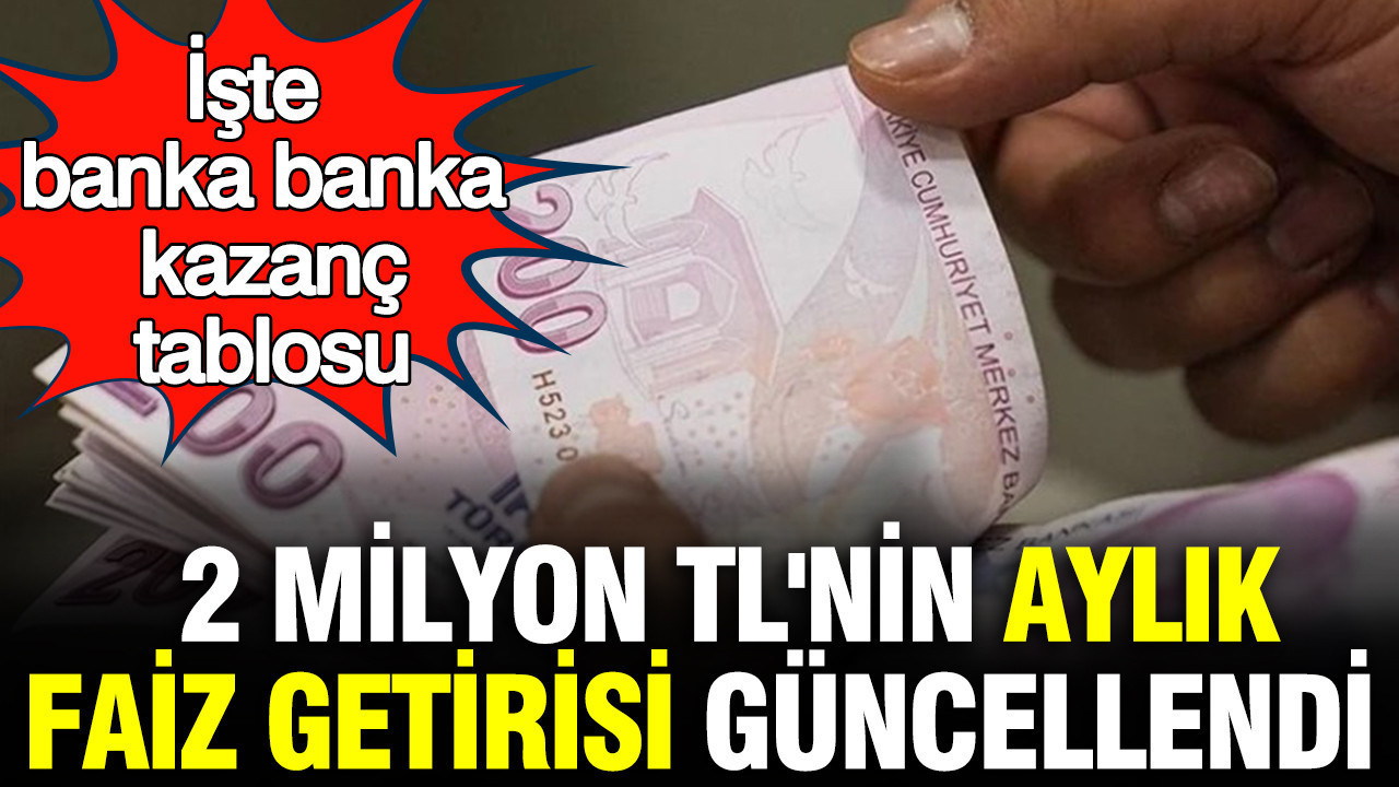 2 Milyon TL’nin aylık faiz getirisi güncellendi: İşte banka banka kazanç tablosu