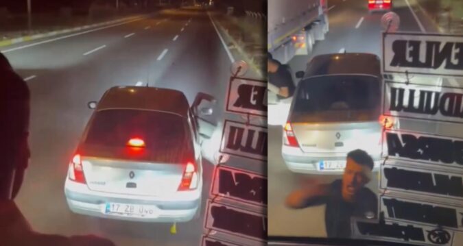 Magandalar içi yolcu dolu otobüsün önünü kesip dehşeti yaşattılar!