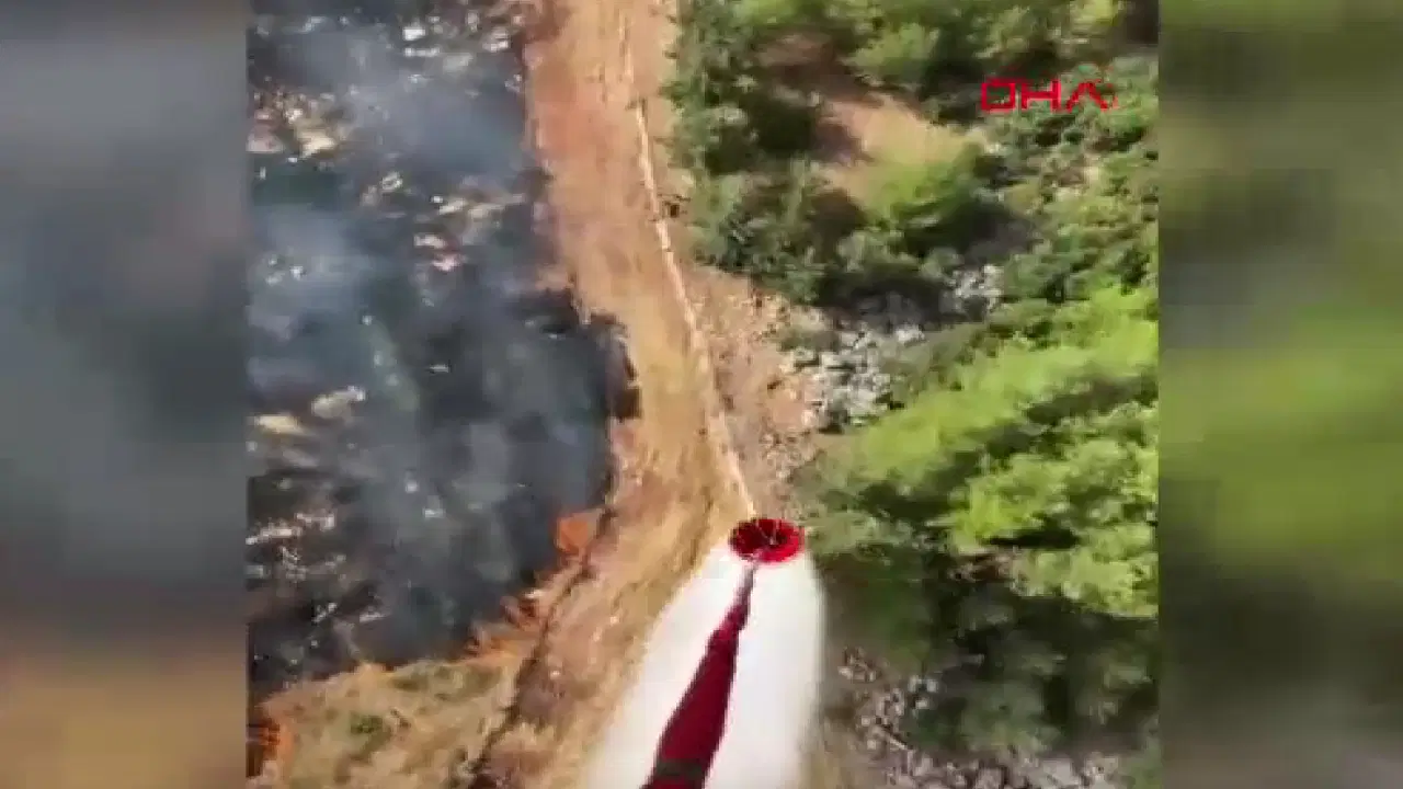 Antalya’da, dün yanan ormanın bitişiğinde arazide yangın