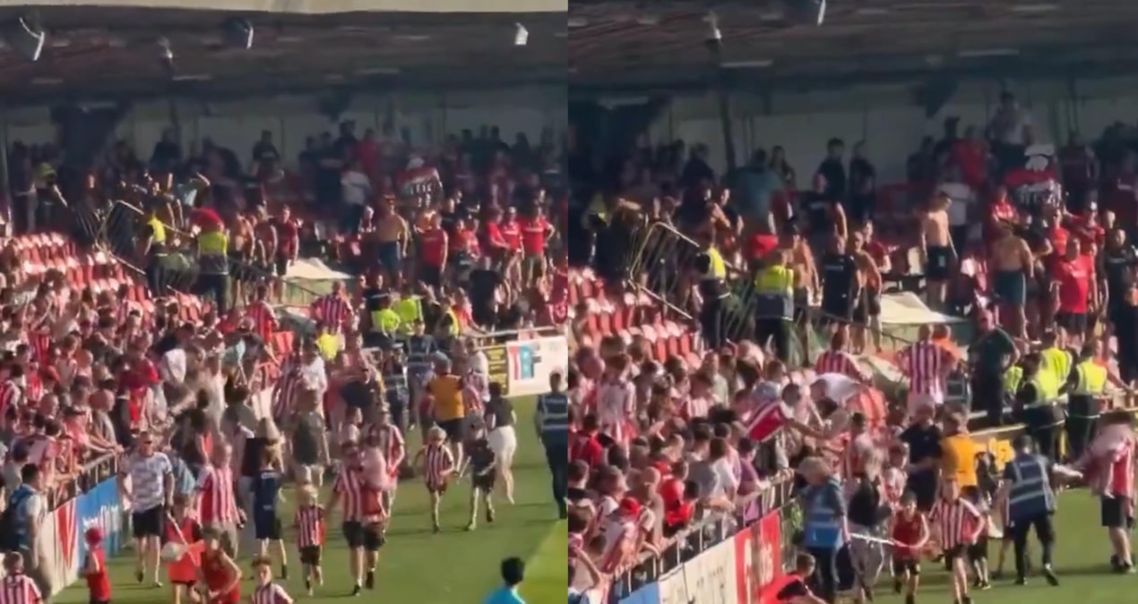 Avrupa maçında tribünler karıştı, çocukların korkusu yürekleri burktu