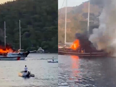 Gocek hamam koyunda sabah saatlerinde prenses alize adli luks gulette yangin cikti teknedekiler kurtarilirken 8ShbE3Vp.jpg