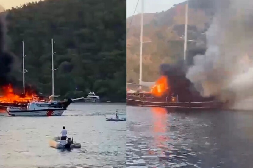 Gocek hamam koyunda sabah saatlerinde prenses alize adli luks gulette yangin cikti teknedekiler kurtarilirken 8ShbE3Vp.jpg