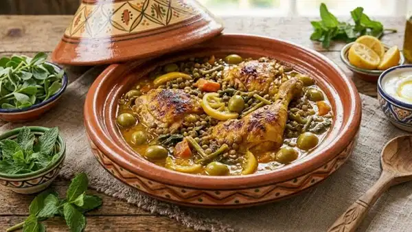 Kuzey Afrika’nın gizemli ve mis kokulu klasiği: Fas usulü limonlu ve zeytinli tavuk Tajin tarifi…