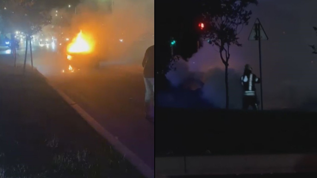 Motorundan duman yükseldi, saniyeler içinde alev alev yandı